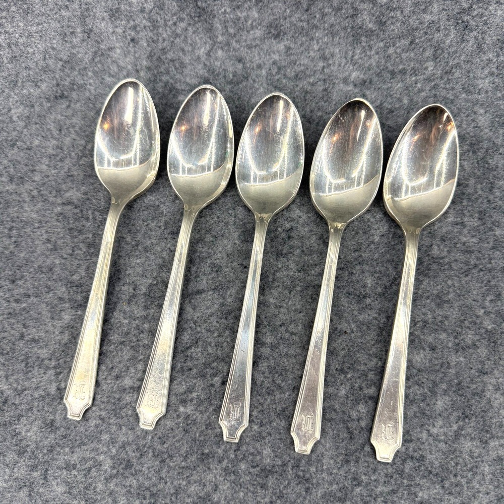 Antique‎ William Rogers And Son 5 Pc Spoon Set 1847 Engraved R Dining